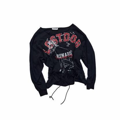 Asymmetric Graphic Drawstring Hoodie