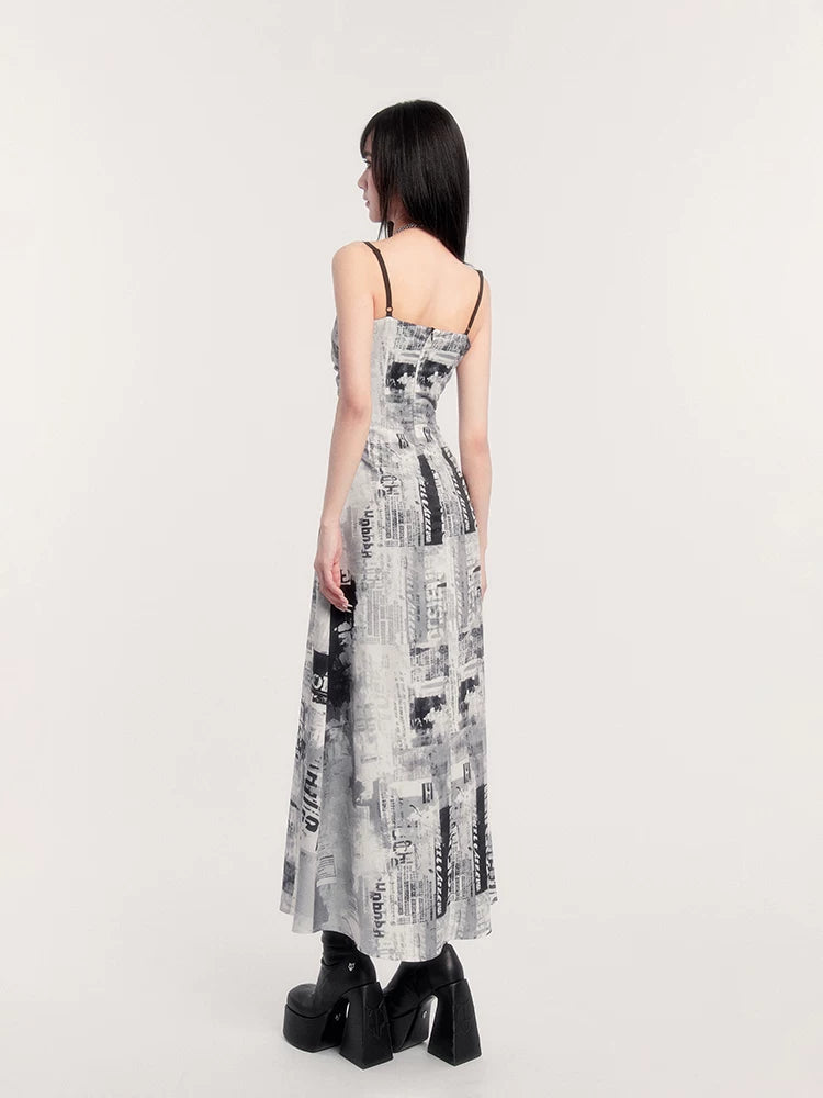 Graphic Camisole Slim-Fit Maxi Dress
