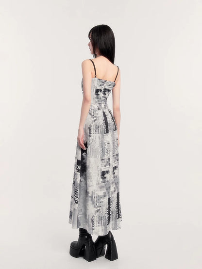 Graphic Camisole Slim-Fit Maxi Dress