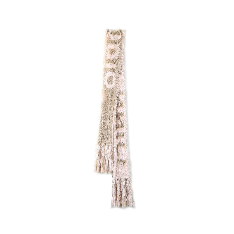 Letter Tassel Mink Fur Embossed Scarf - CHINASQUAD