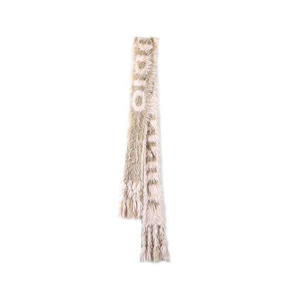 Letter Tassel Mink Fur Embossed Scarf - CHINASQUAD