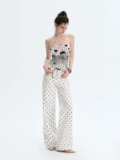 Twist-Front Printed Strapless Crop Bustier