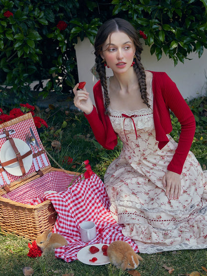 Pastoral Lace Corset Square-Neck Dress