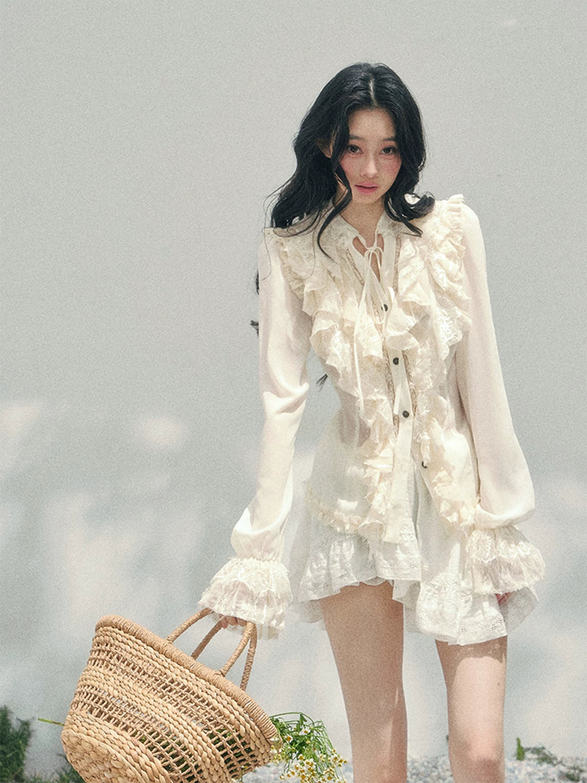 Vintage Lace Ruffle Shirt