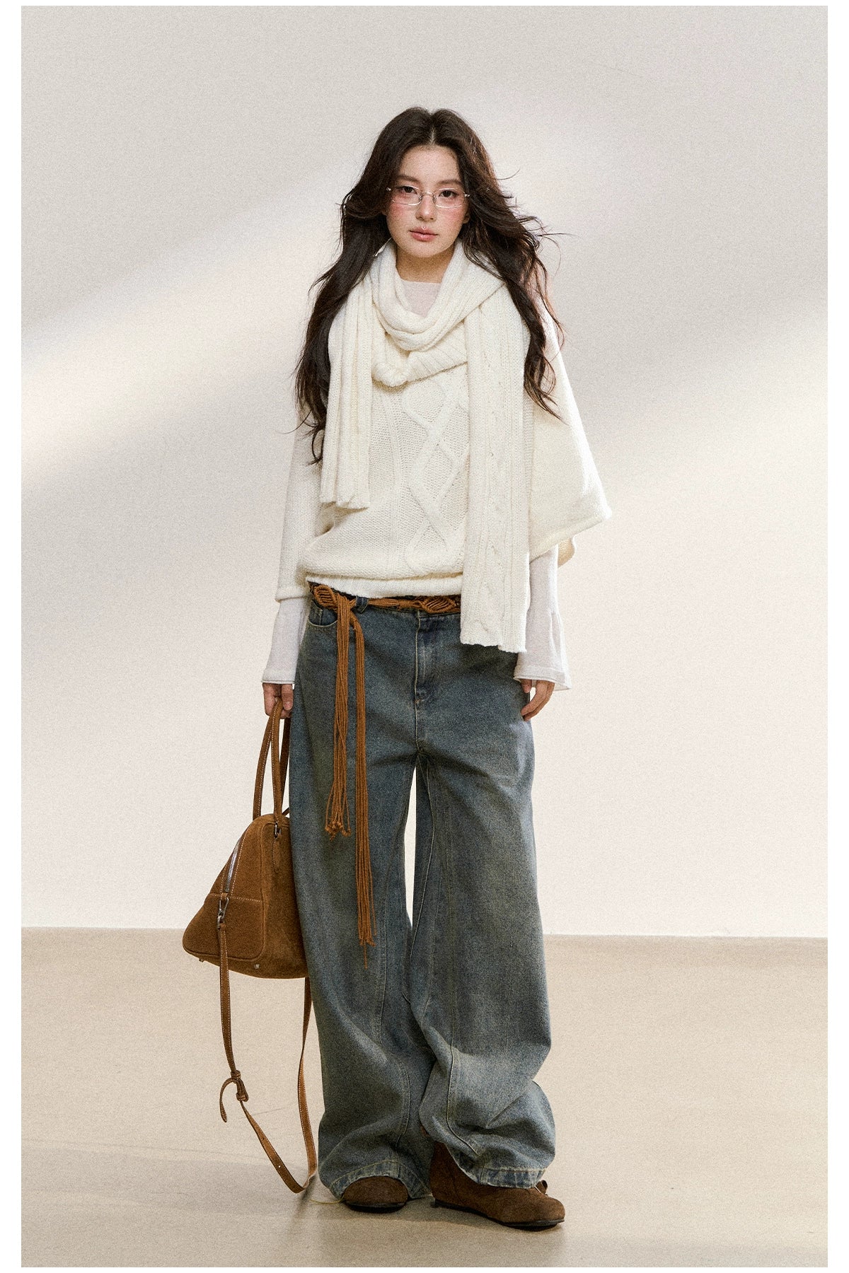 Two-Tone Layered Knit Sweater