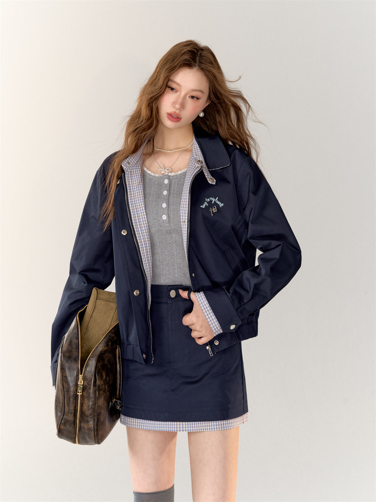 Metallic Buckle Color-block Jacket