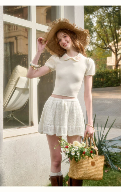 Lake Knit Drawstring Mini Skirt