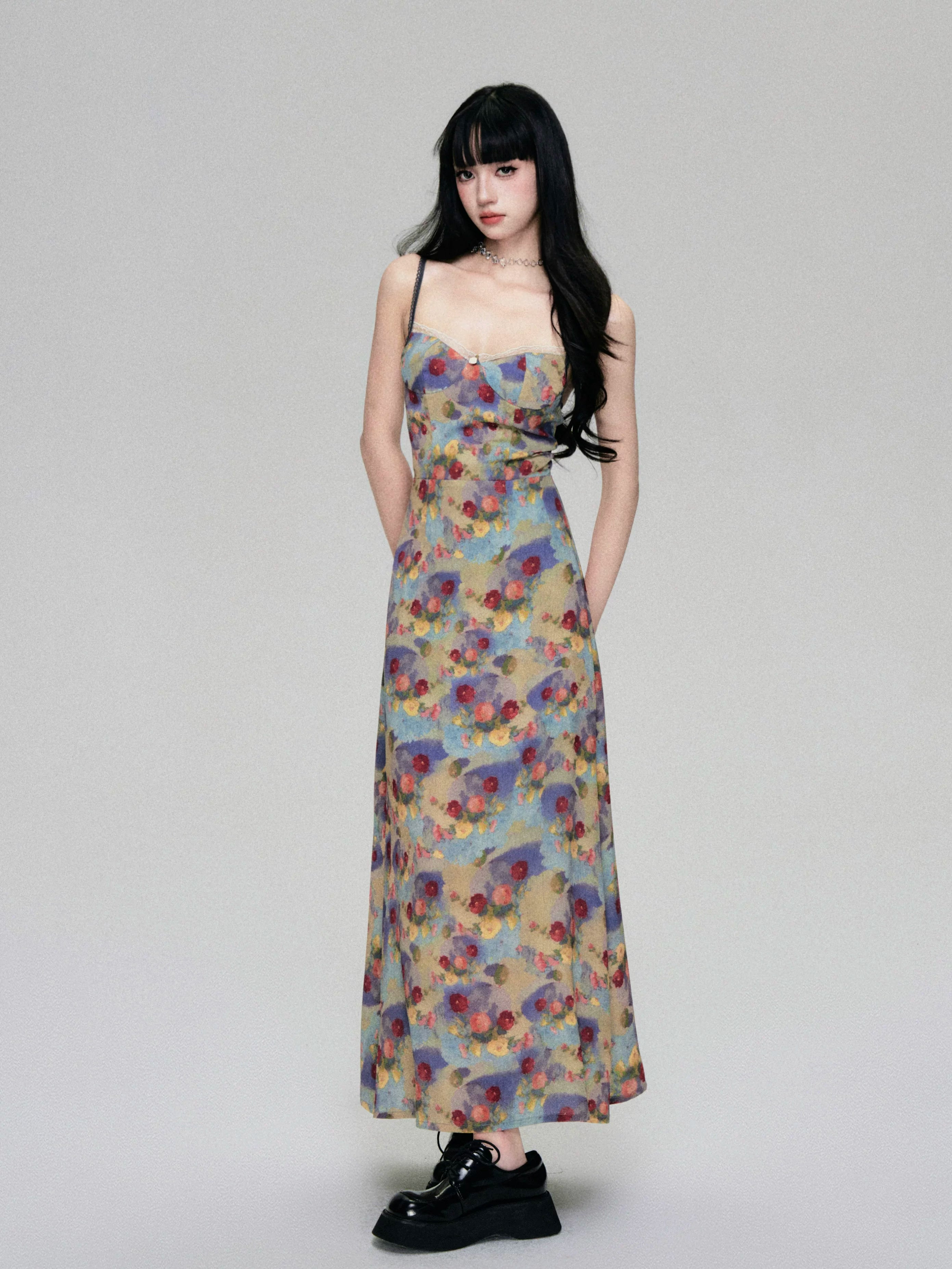French Vintage Floral Slip Dress