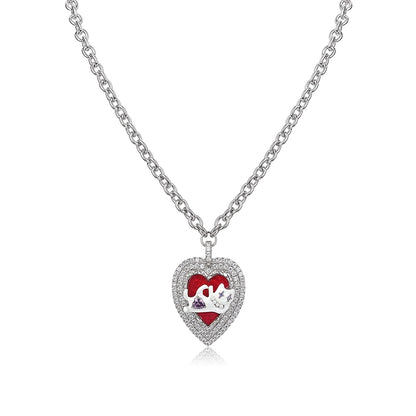 Cat Heart Enamel Pendant Necklace