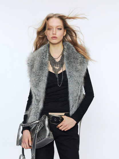 Faux Buckle Detail Suede Punk Vest