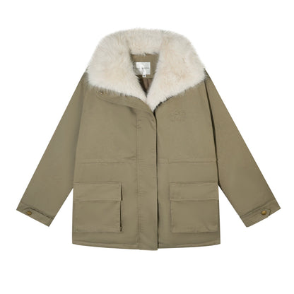 Fur-Trim Padded Utility Parka Jacket
