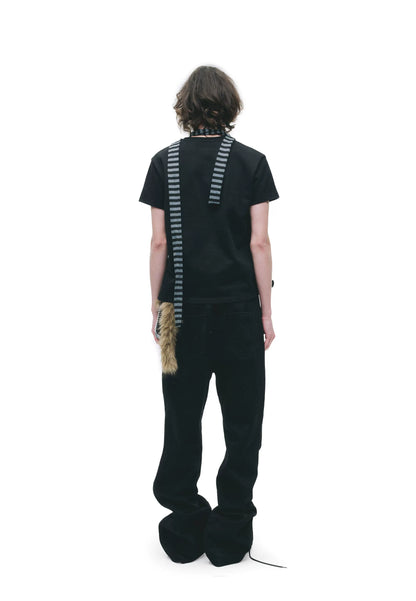 Distressed Studded Straight-Leg Punk Trousers