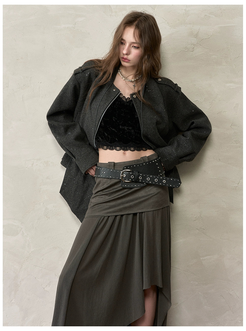 Velvet &amp; Lace Spliced Slim-Fit Camisole