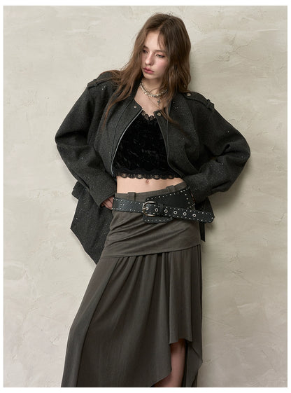 Velvet &amp; Lace Spliced Slim-Fit Camisole