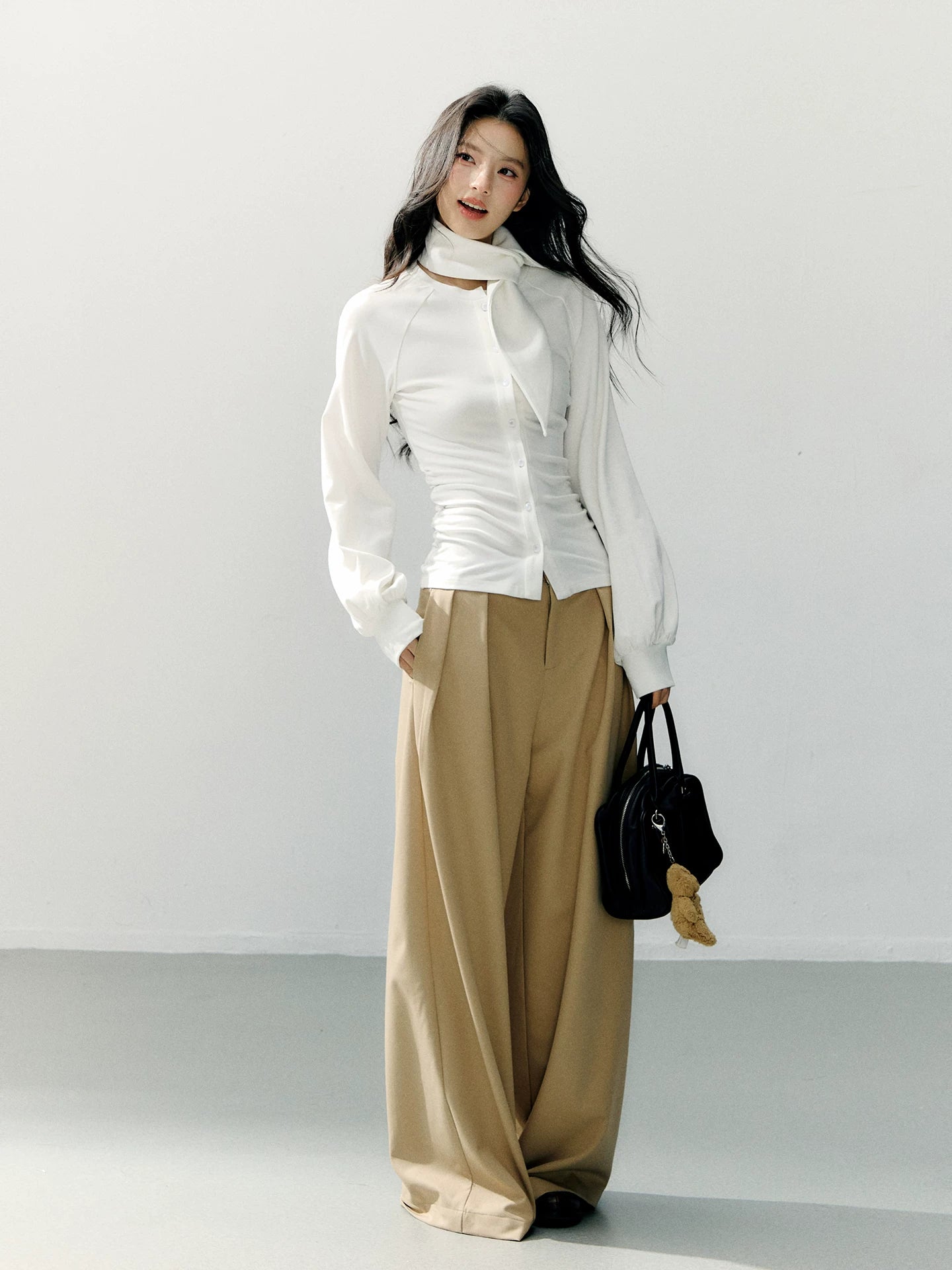 Detachable Lace-Trim Relaxed Tailored Trousers