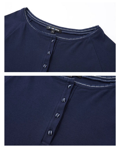 Patchwork Striped Henley T-Shirt &amp; Pants Set