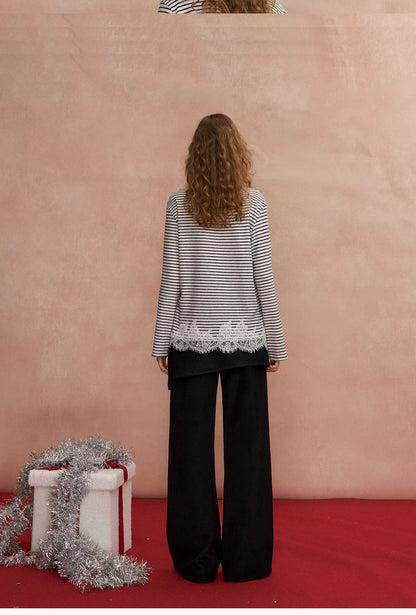 Detachable Scarf-Detail Flared Trousers