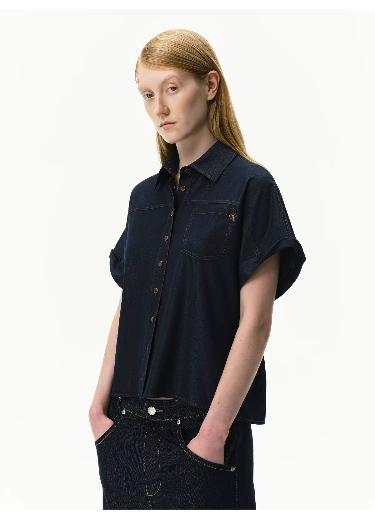 Lyocell Relaxed Batwing Sleeve Shirt