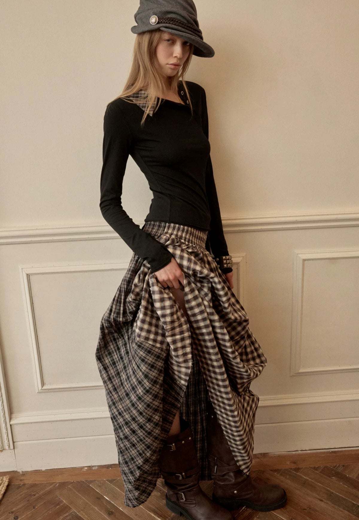 Layered Asymmetric Henley Long Sleeve Top