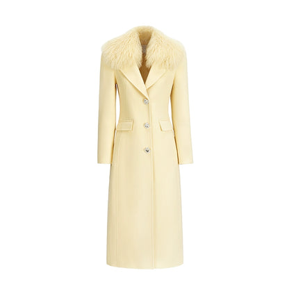 Nata Detachable Shearling Collar Wool Coat