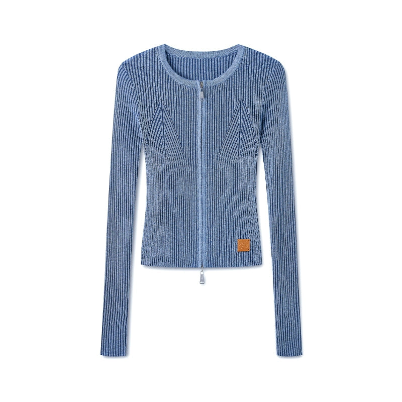 Batwing Knit Zip-Up Cardigan
