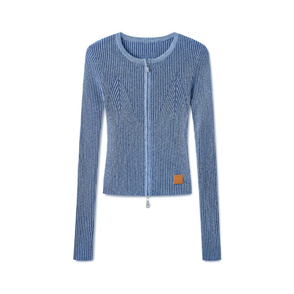 Batwing Knit Zip-Up Cardigan