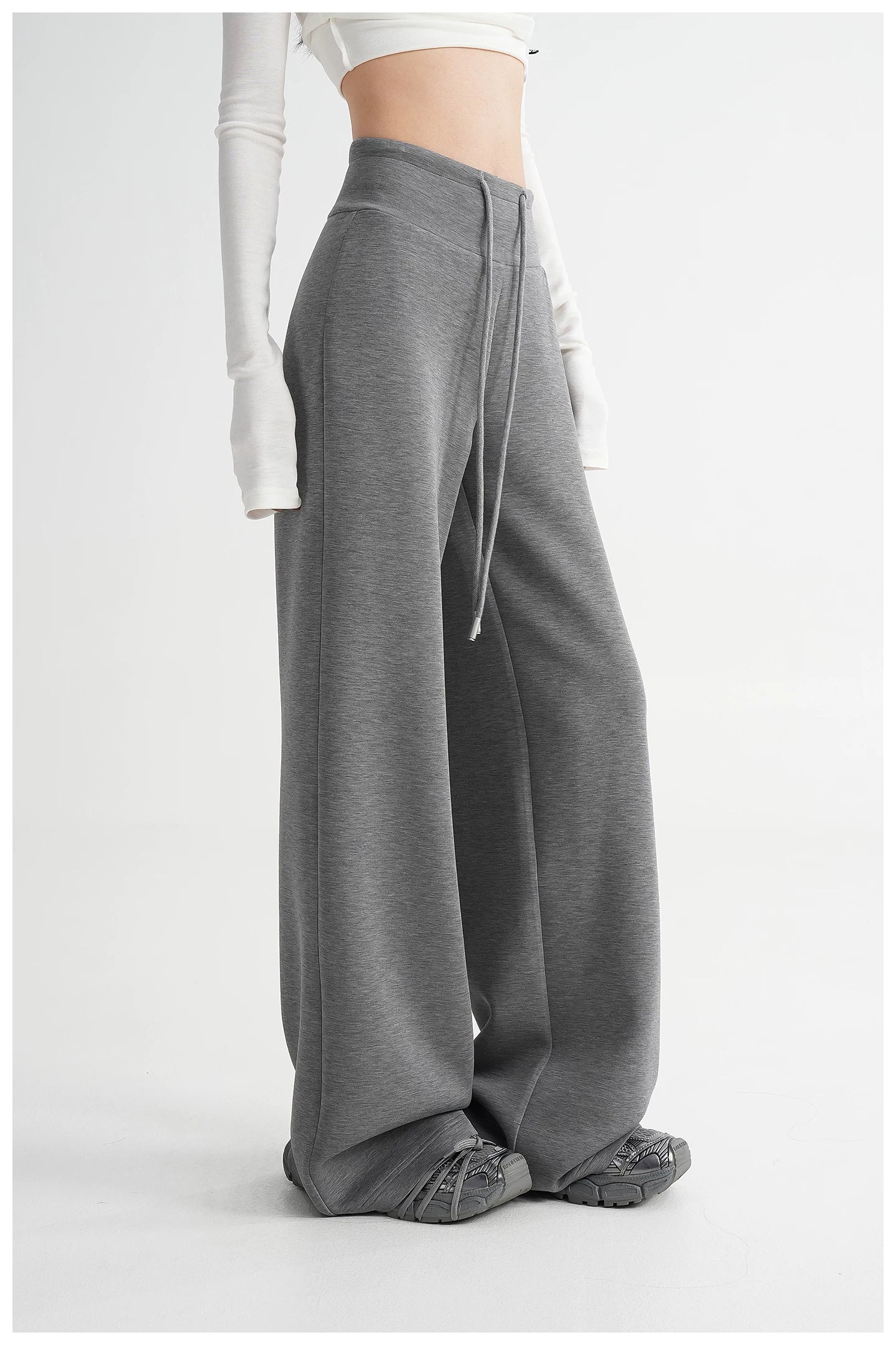 High-Waisted Knit Wide-Leg Trousers