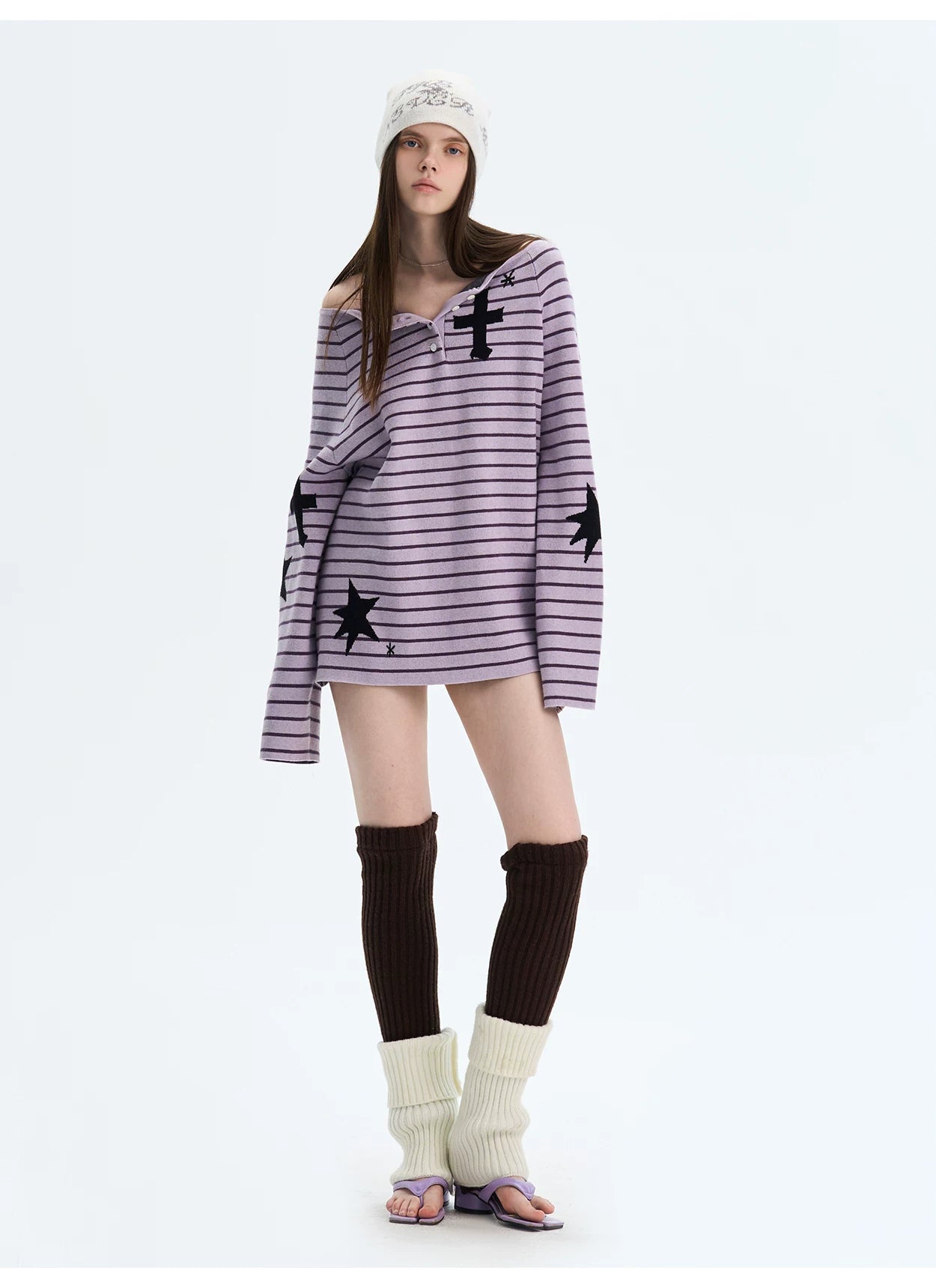 Striped Color-Block Knit Sweater
