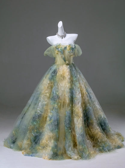 Coral Whisper Ethereal Tulle Couture Gown