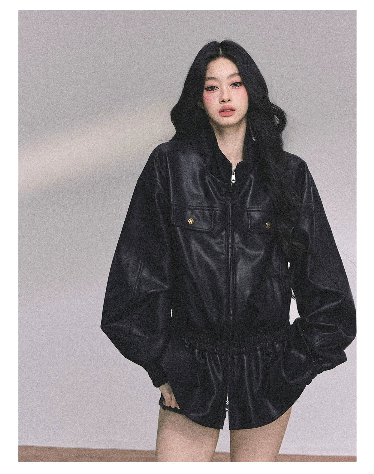 Desert Edge PU Leather Stand-Collar Jacket