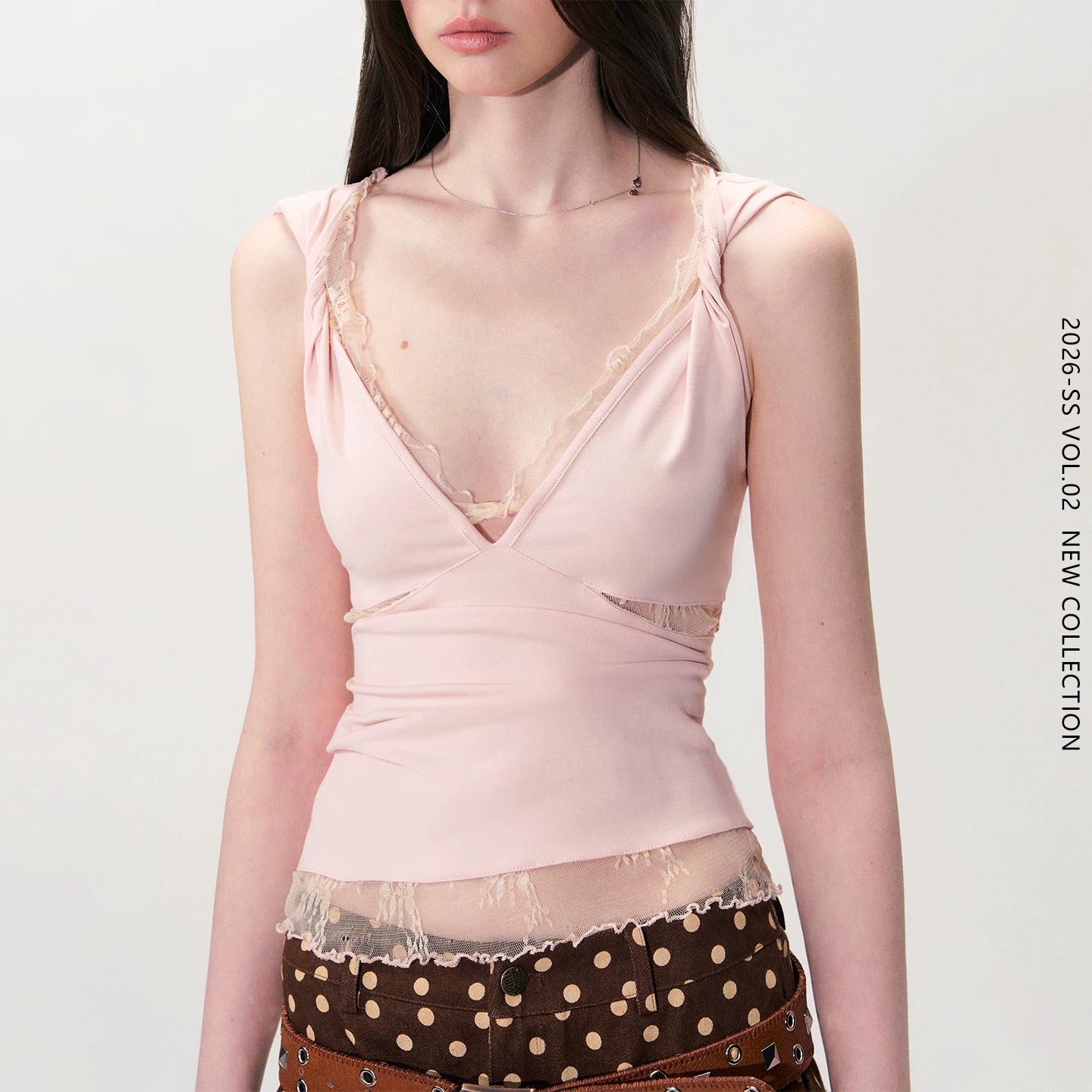 Lace Trim Twist Camisole