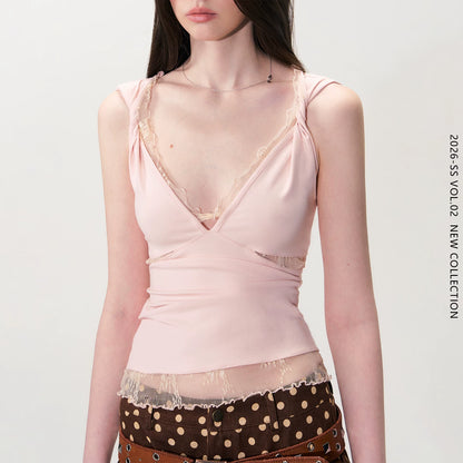 Lace Trim Twist Camisole