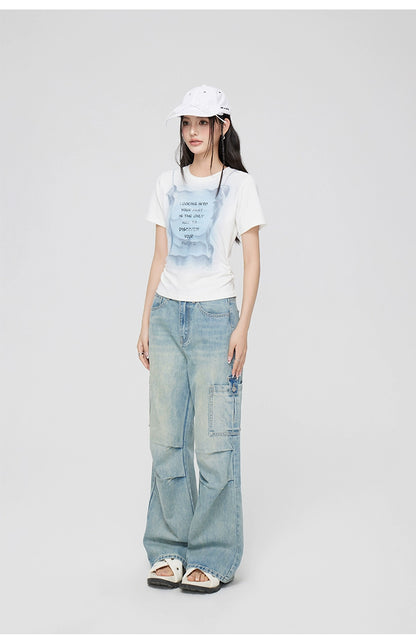 Retro Pleated Wide-Leg Jeans - CHINASQUAD