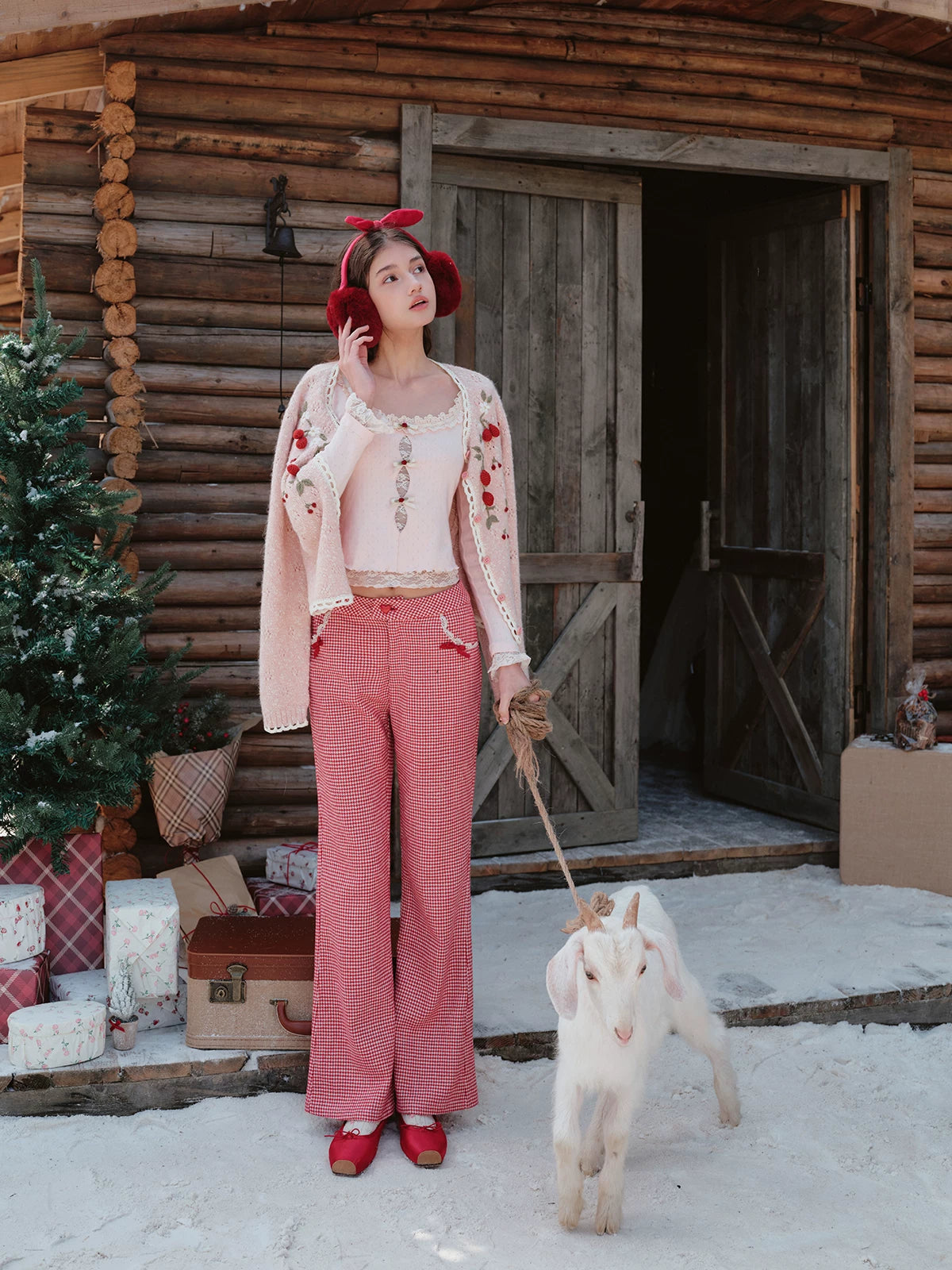 French Preppy Pink Wool Knit Cardigan