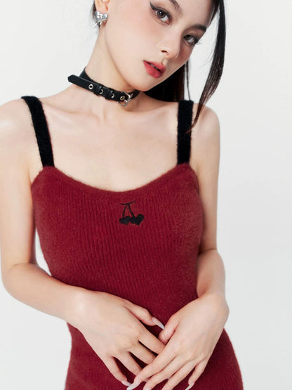 Red Knit Two-Piece Dress Set