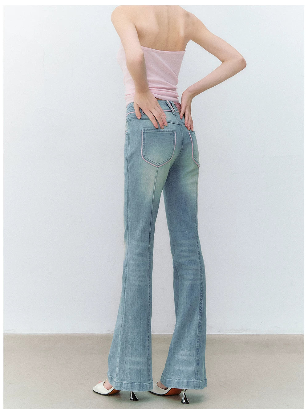 Retro Gradient Cat Whisker Flared Jeans