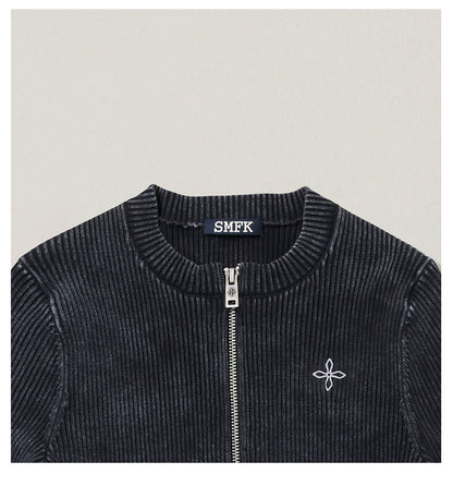 Wild Retro Zipper Knit Cardigan