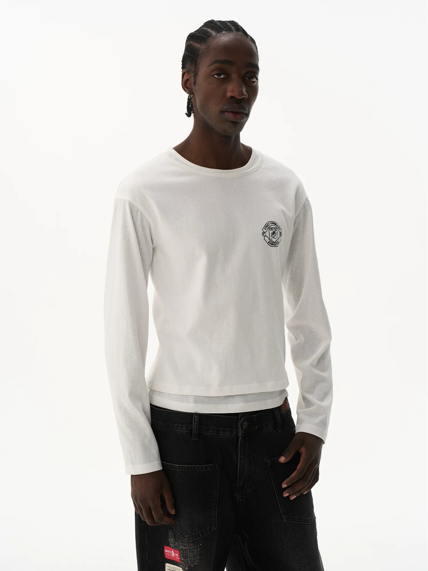 Layered Effect Basic Long Sleeve T-Shirt