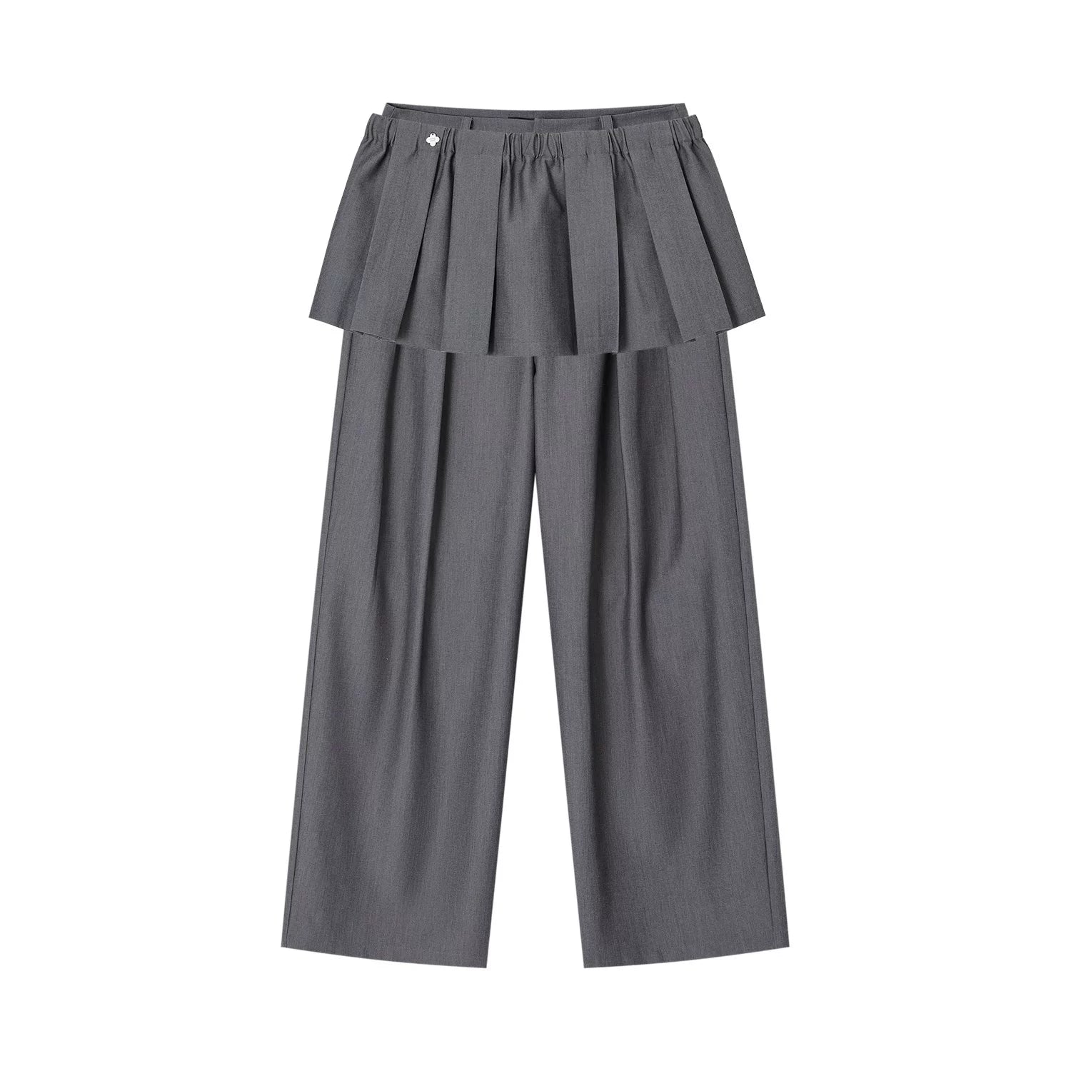 Detachable Pleated Overlay Tailored Wide-Leg Trousers
