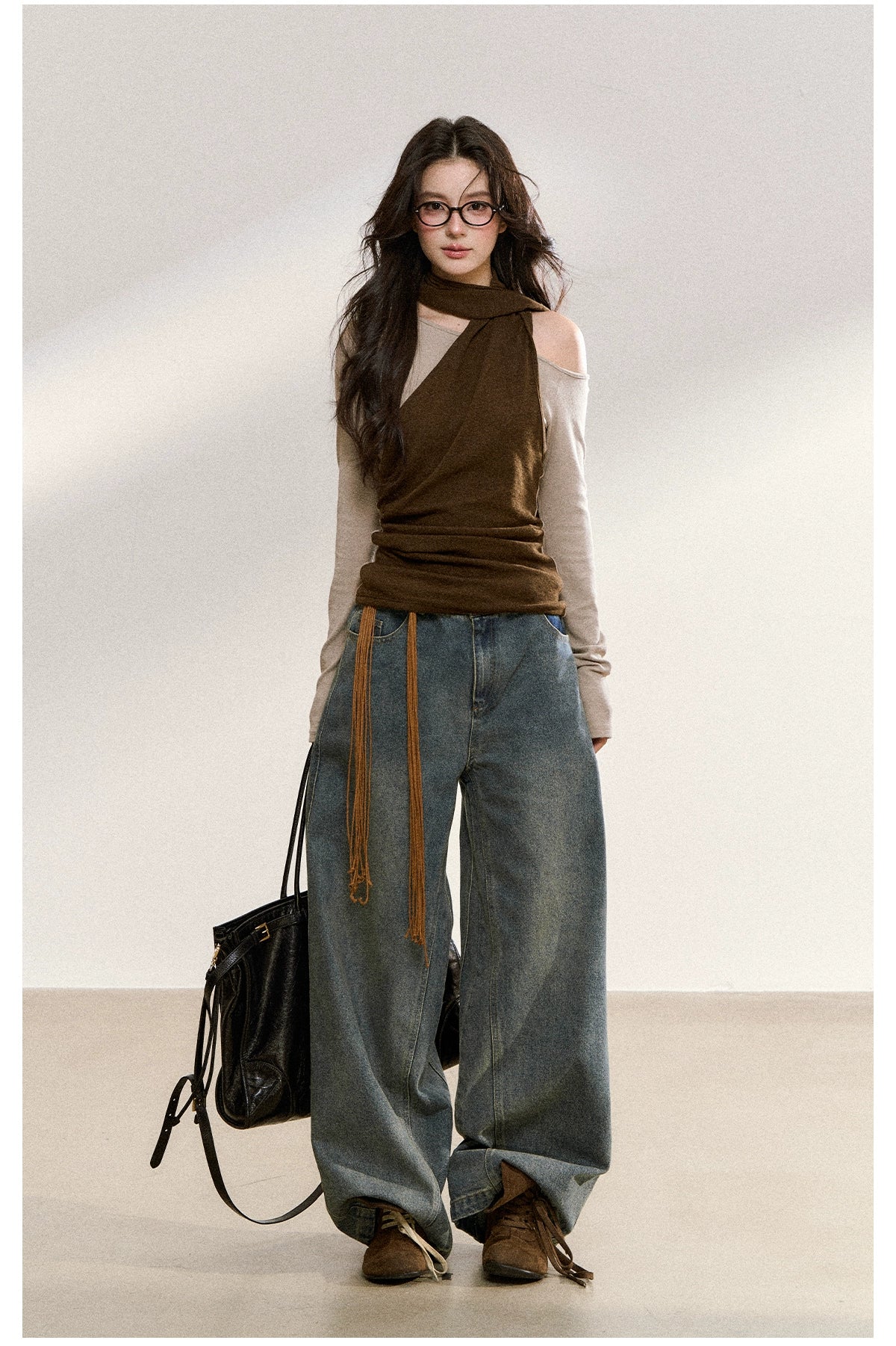 Washed Loose Straight-Leg Jeans