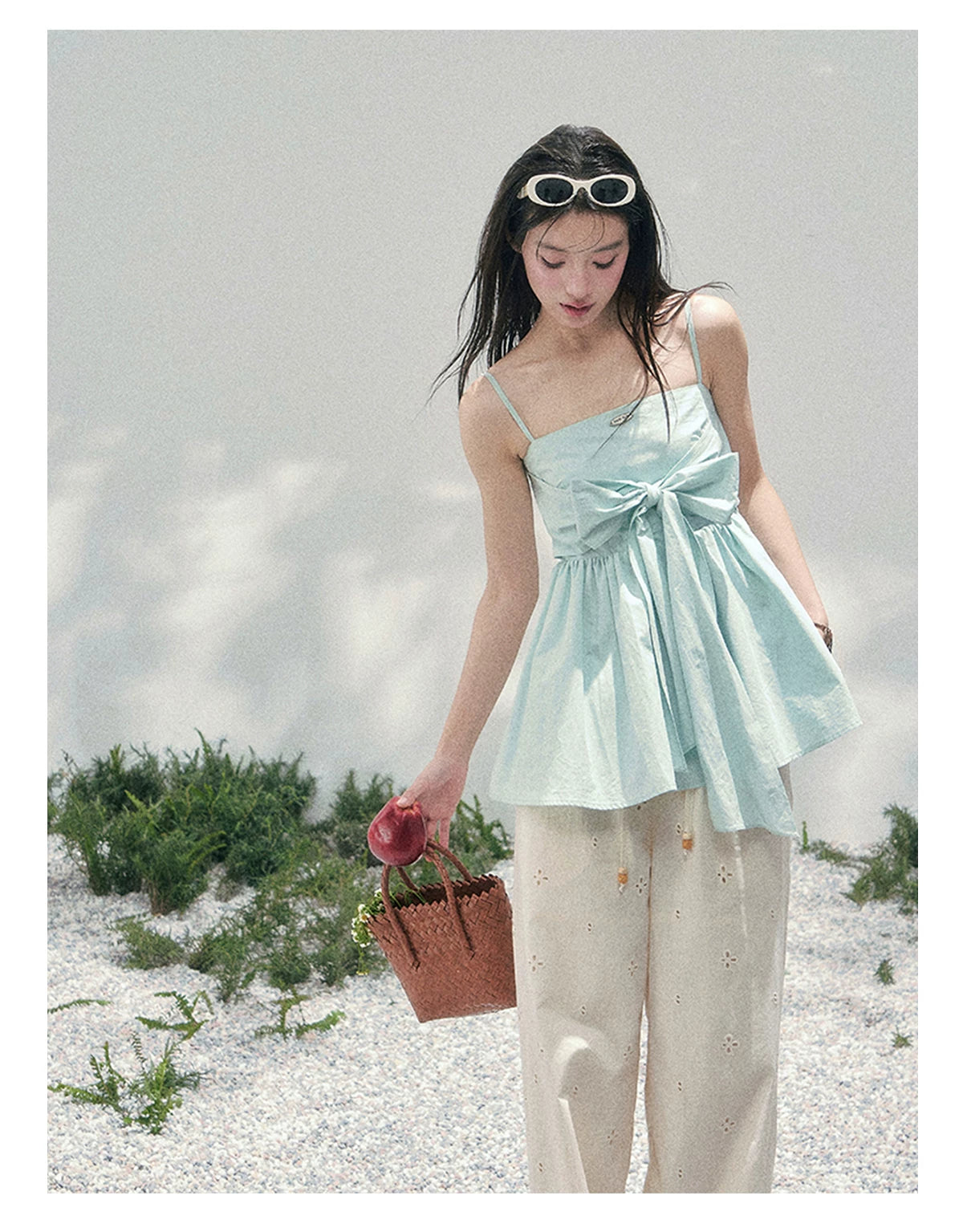 Blue Whisper Bow Camisole Top