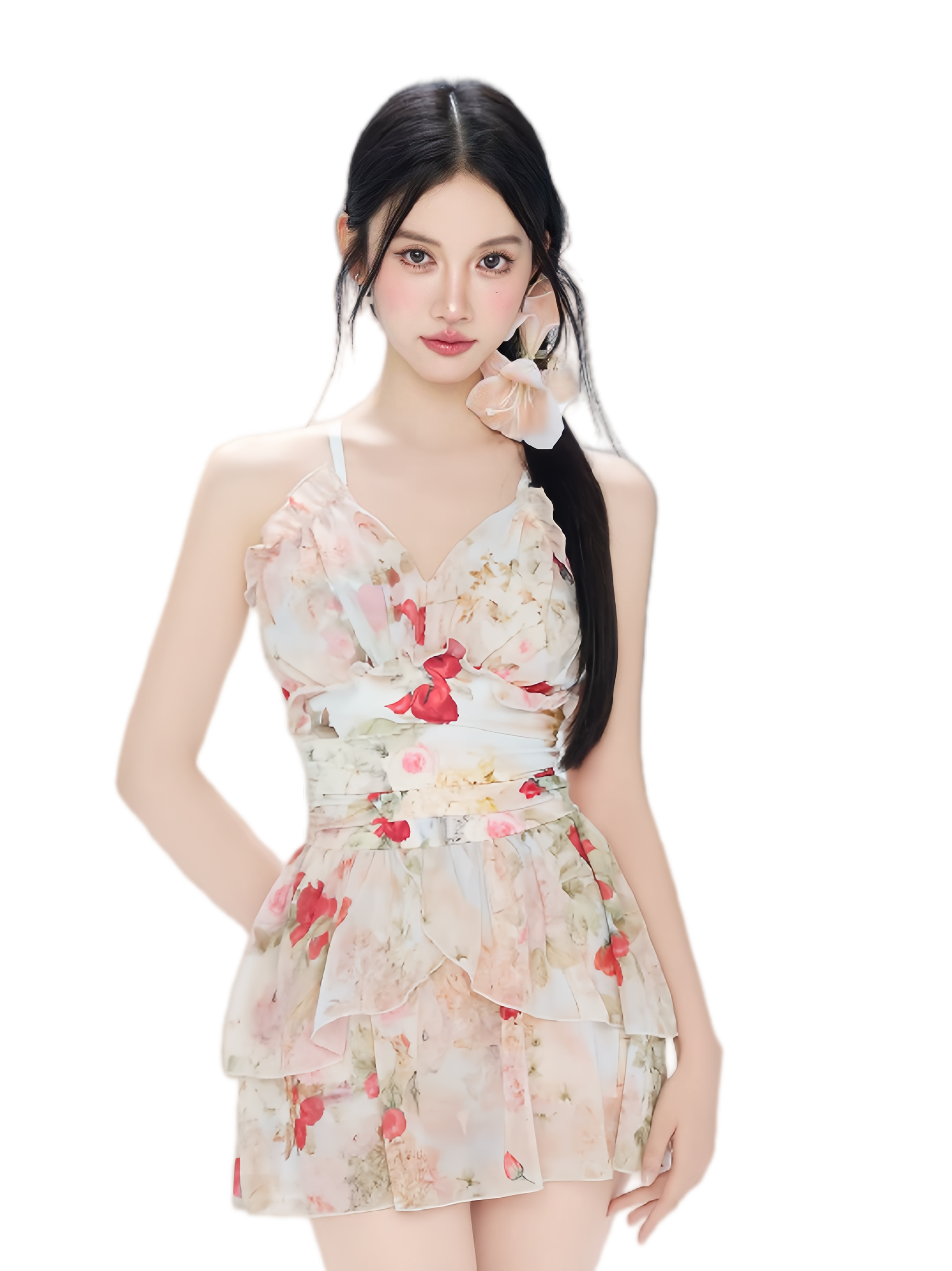 Floral Ruffle Swim Dress