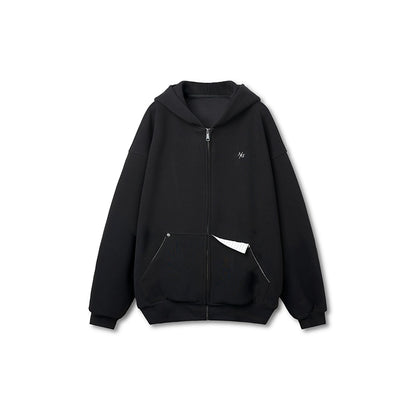 Cotton-feel Silhouette Zip-up Hoodie - CHINASQUAD