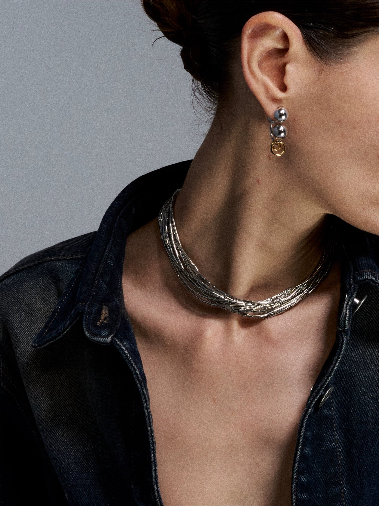 Silver Reshaped Romance Minimalist Tube Choker Necklace