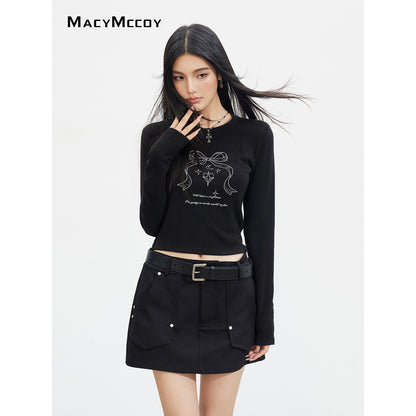 MacyMccoy Bow Graphic Long-Sleeve T-shirt