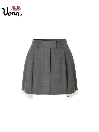 Grey Plaid A-line Suit Skirt - CHINASQUAD