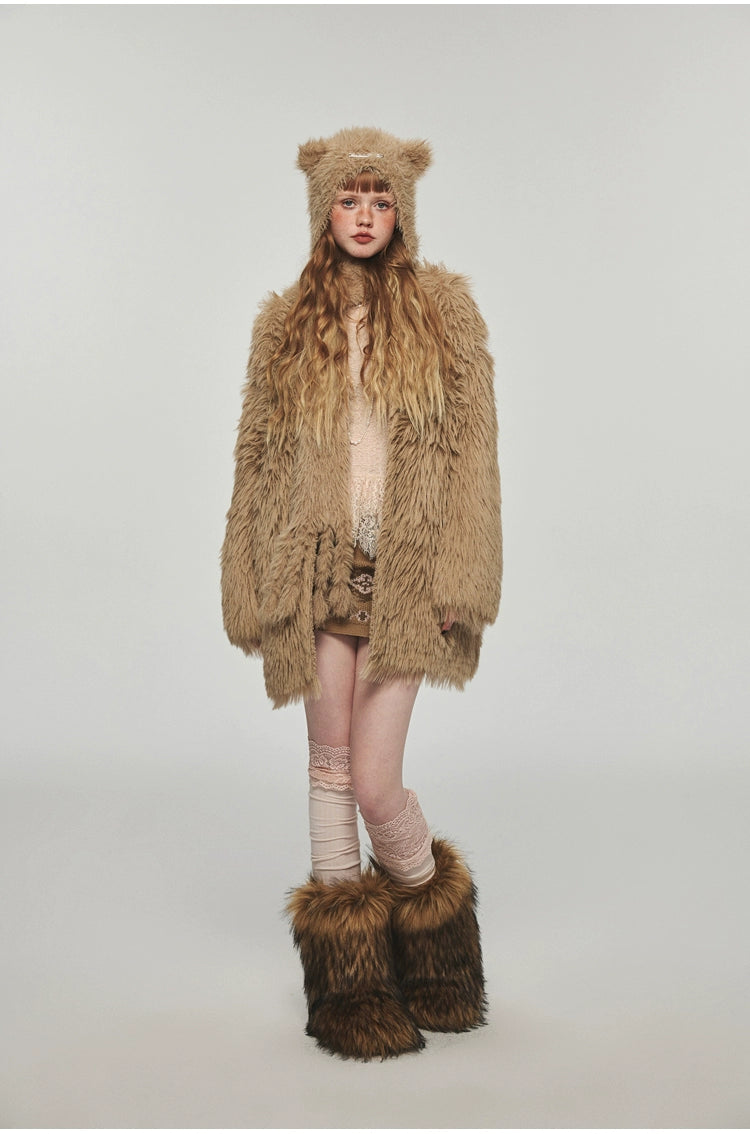 Mink Fur Coat with Tank Top Two-Piece Set - CHINASQUAD