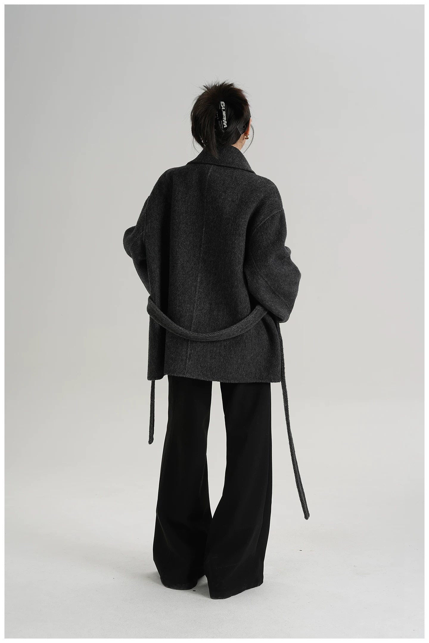 Tie-Detail Patchwork Double-Faced Wool Jacket