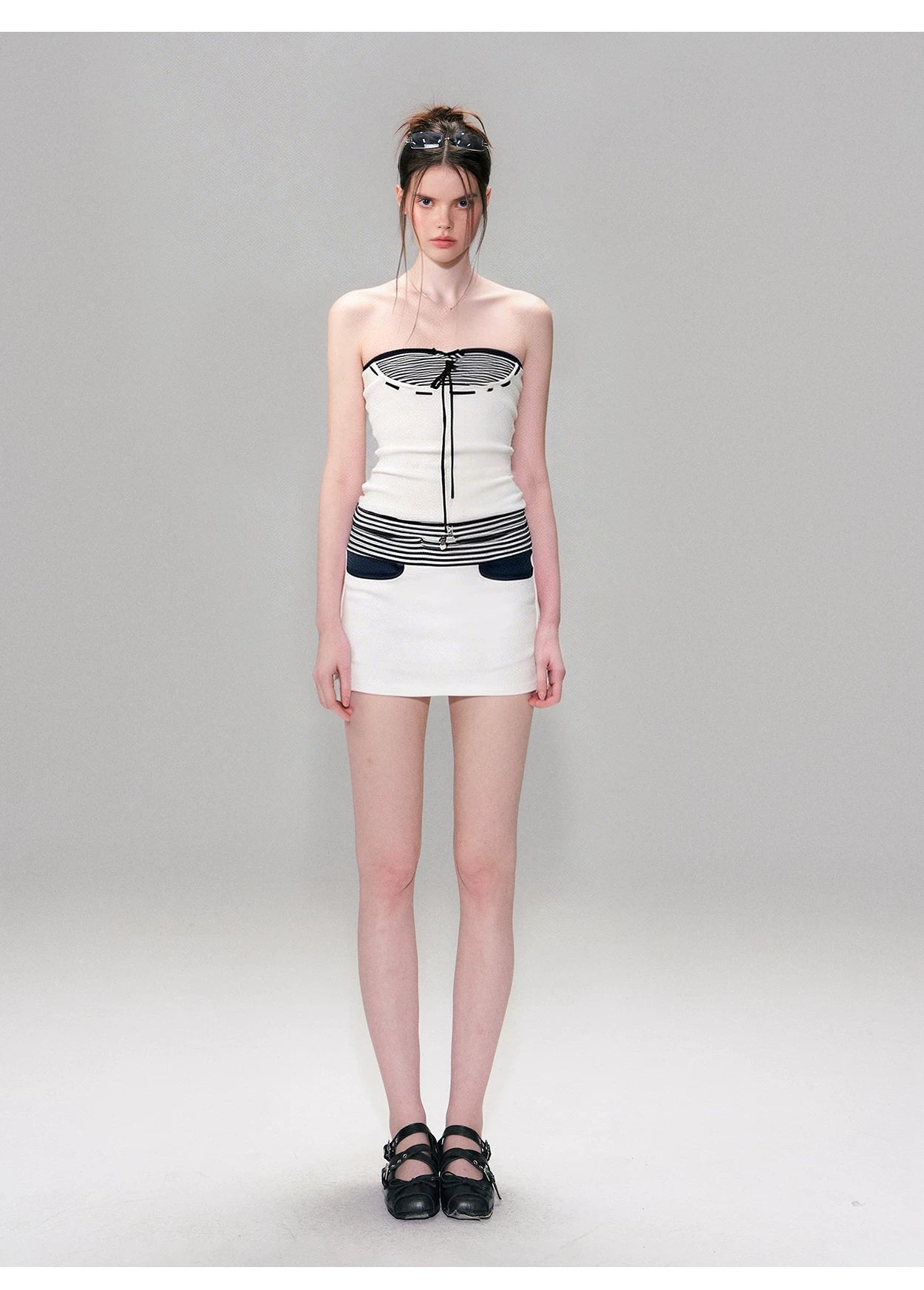 Vintage Nautical Contrast Stripe Bodycon Mini Skirt
