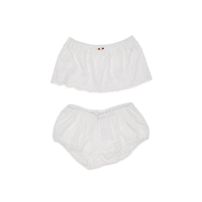 Cotton Eyelet Bubble Shorts &amp; Layered Mini Skirt Set 1Jinn Studio